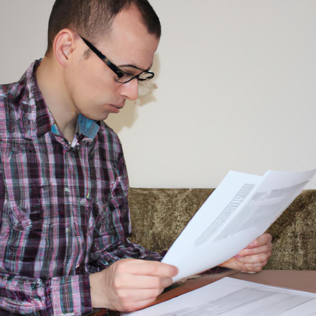 Person reading financial documents calmly