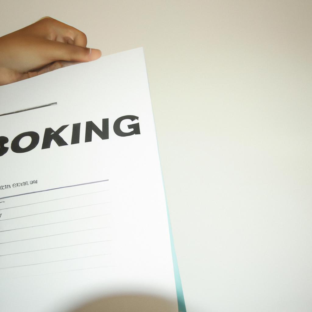 Person holding a booking form